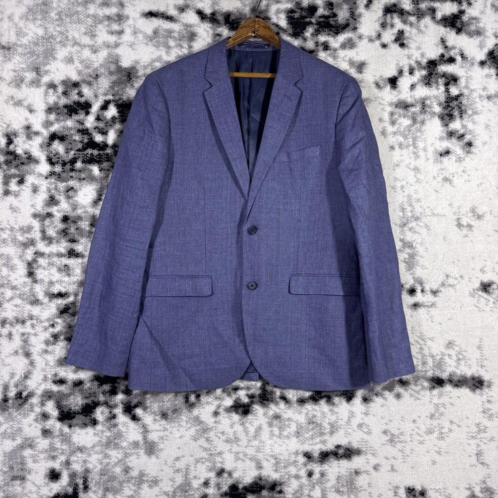 H&M Linen Blazer Mens Size 42R Blue 100% Linen Two Button Smart Spring Business